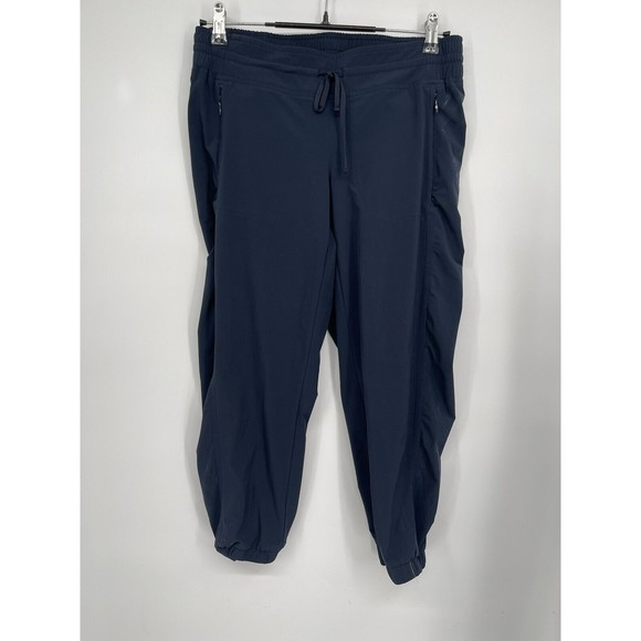 ATHLETA La Viva Navy Blue Crop Ruched Joggers Pants Lightweight Size 6 - Picture 1 of 8